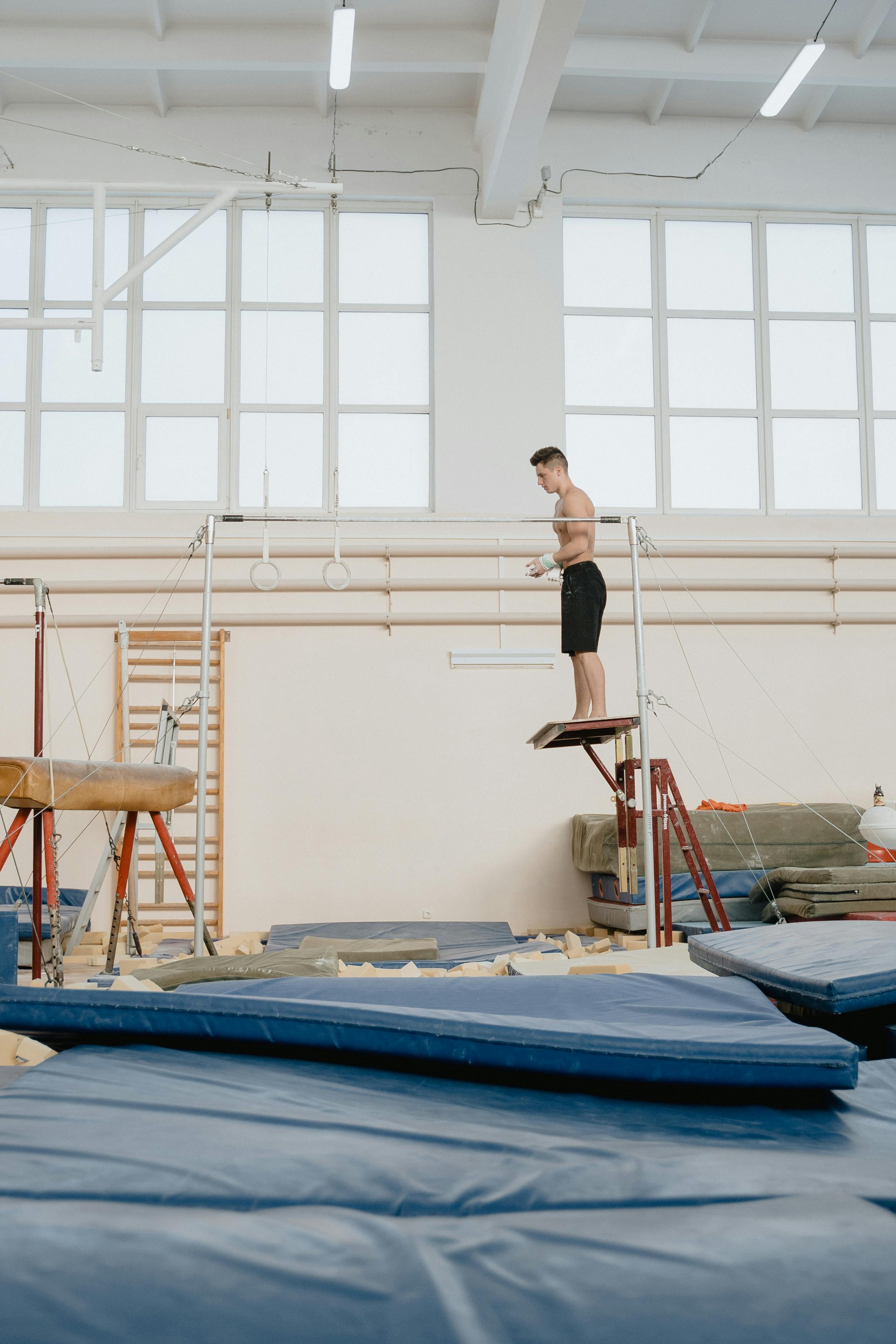 Children practicing gymnastics in a safe, supervised environment
